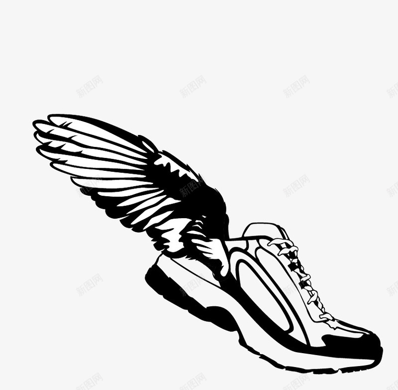 带翅膀先鞋子png免抠素材_新图网 https://ixintu.com 剪影 手绘 翅膀 鞋子