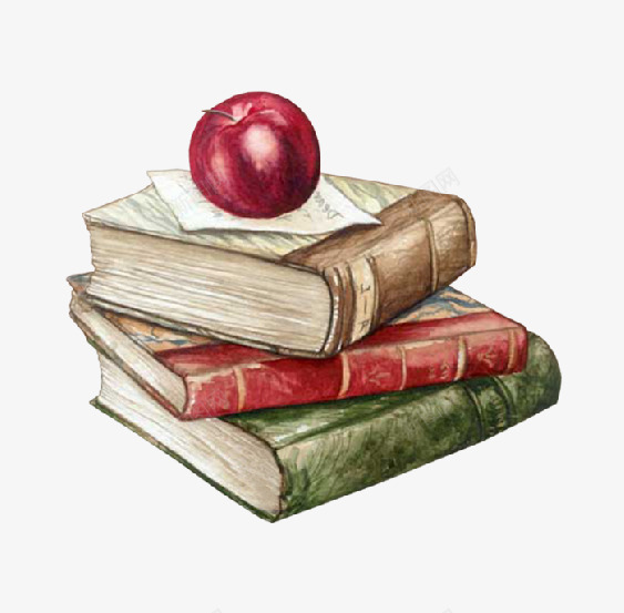 卡通绘画书本和苹果png免抠素材_新图网 https://ixintu.com 书本 卡通 绘画 苹果