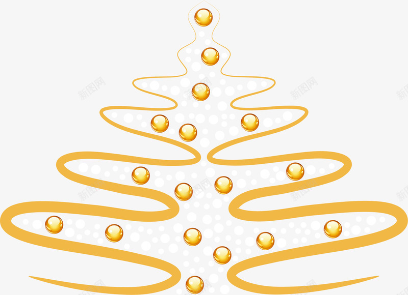 金色曲线圣诞树png免抠素材_新图网 https://ixintu.com 圣诞快乐 圣诞树 圣诞球树木 圣诞节 装饰图案 金色树木