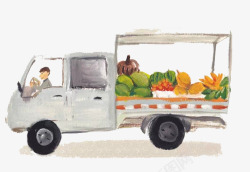 手绘的司机蔬菜货车高清图片