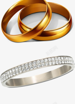 一对黄金戒指和白银戒指素材