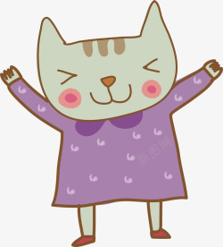 紫色的衣服穿衣服的猫咪高清图片