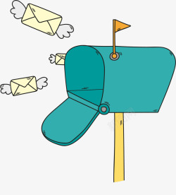 欧式信箱飞翔的信件高清图片
