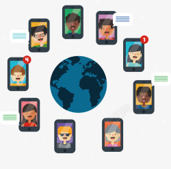 全球漫游手机全球社交生活手机插画高清图片