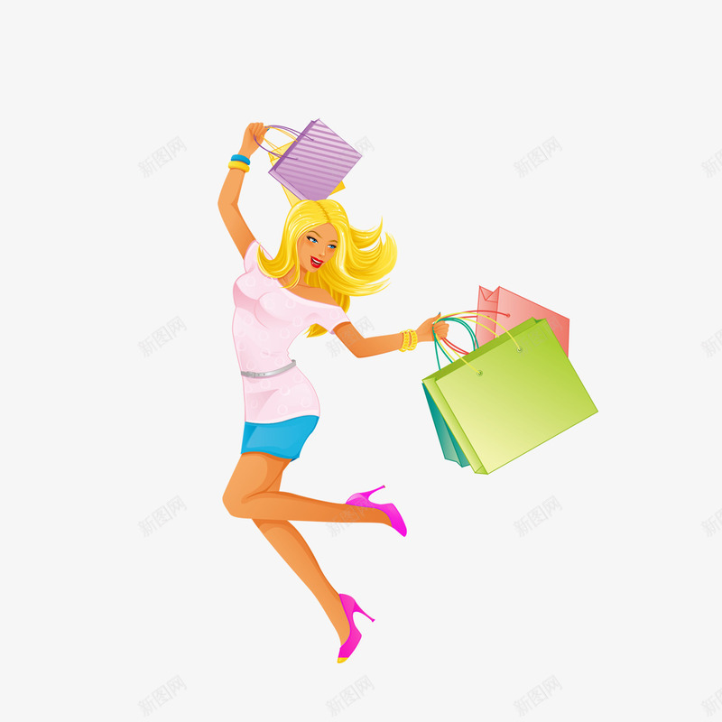 女性购物免费png免抠素材_新图网 https://ixintu.com 免费 免费图片 女性 女性购物 插画 购物