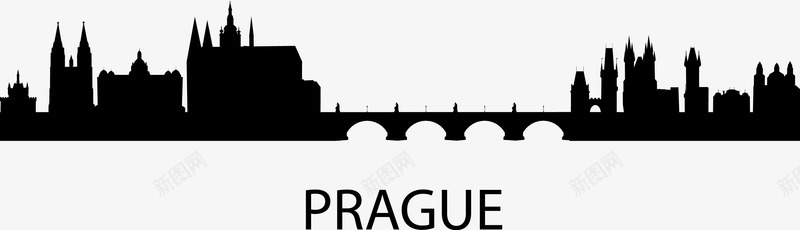 手绘Prague城市图png免抠素材_新图网 https://ixintu.com 城市 城市建筑图 城市线框 建筑 手绘城市图 曲线 线条 线绘 边框 都市