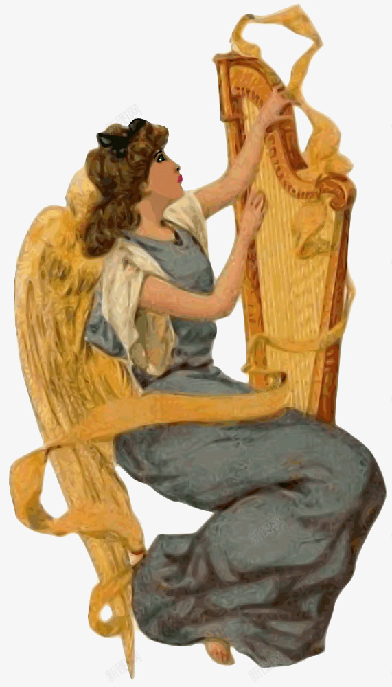 天使和竖琴png免抠素材_新图网 https://ixintu.com 天使翅膀女性人物竖琴乐器影音娱乐