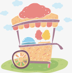 糖果贩卖草地上的糖果推车高清图片