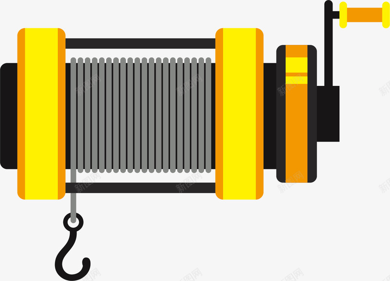 反光黄色绞盘png免抠素材_新图网 https://ixintu.com 卡通绞盘 反光黄色 机械设备 电动绞盘 绞盘 金属绞盘
