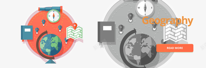 地理图标png_新图网 https://ixintu.com 书籍 地球 扁平化 扁平化图标 时尚元素 时尚图标 时尚扁平化元素设计 显微镜 课本