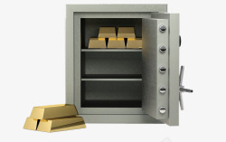 银色保险箱装黄金保险箱高清图片