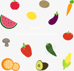 新鲜水果蔬菜矢量图素材