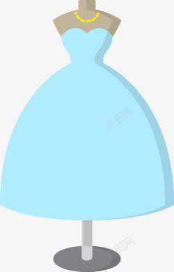 蓝色卡通长裙素材
