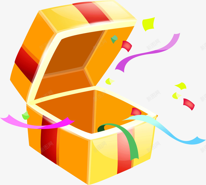 打开礼品盒png免抠素材_新图网 https://ixintu.com 彩带 打开 礼品盒