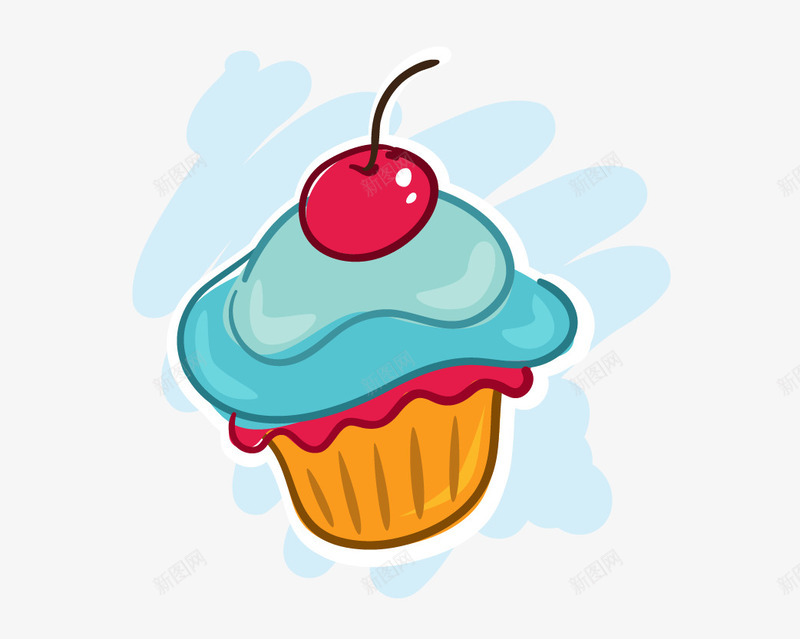 樱桃纸杯蛋糕png免抠素材_新图网 https://ixintu.com 卡通蛋糕 樱桃蛋糕 简笔画蛋糕 纸杯蛋糕