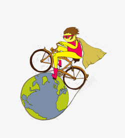 简约骑自行车绕地球素材