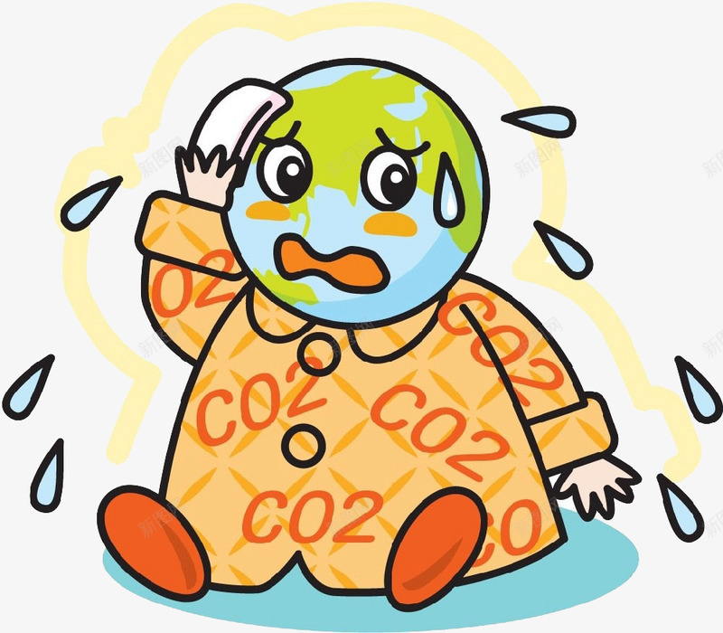 生病的地球png免抠素材_新图网 https://ixintu.com 二氧化碳 保护地球 漫画 环保 难受