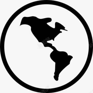 全球地球标志与美洲型图标图标