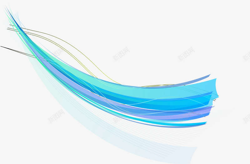 蓝色清新曲线效果元素png免抠素材_新图网 https://ixintu.com 免抠PNG 效果元素 曲线 清新 蓝色