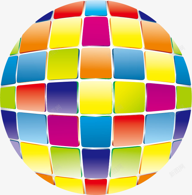 彩色方块拼图球体png免抠素材_新图网 https://ixintu.com 地球 彩色方块 拼图 矢量素材