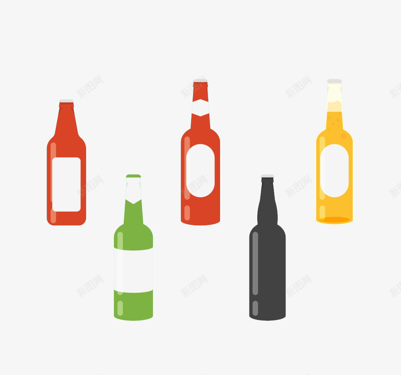 彩色啤酒瓶png免抠素材_新图网 https://ixintu.com 啤酒 啤酒瓶 彩色 瓶子 酒瓶