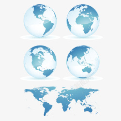 蓝色地球和世界地图素材
