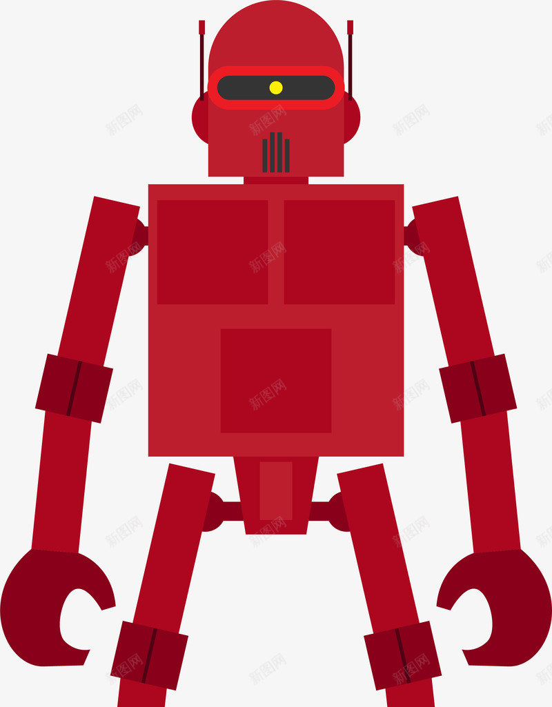 手绘红色人工智能机器人矢量图ai免抠素材_新图网 https://ixintu.com 人工智能机器人 可爱机械机器人 扁平机器人 手绘机器人 机器人科技 机械 矢量图
