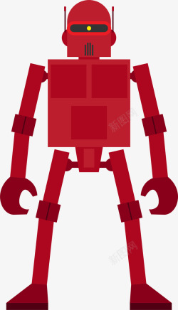 手绘红色人工智能机器人矢量图素材