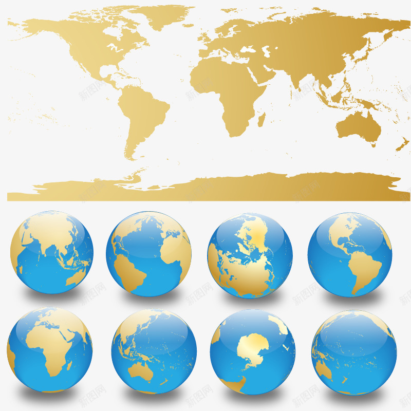 立体地球各大洲视角和全球平面地png免抠素材_新图网 https://ixintu.com 世界 各大洲 地图 立体