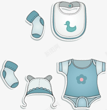 可爱蓝色婴儿衣物图标图标