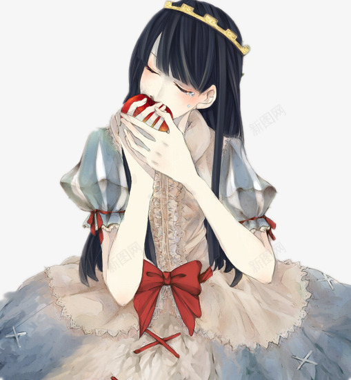茶茶卡通女孩哭泣吃苹果png免抠素材_新图网 https://ixintu.com 哭泣 女孩 苹果 茶卡