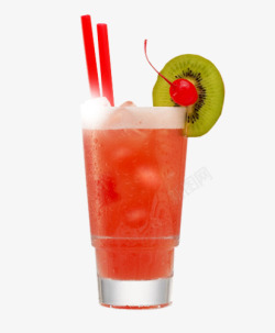 红吸管樱桃甜汁高清图片