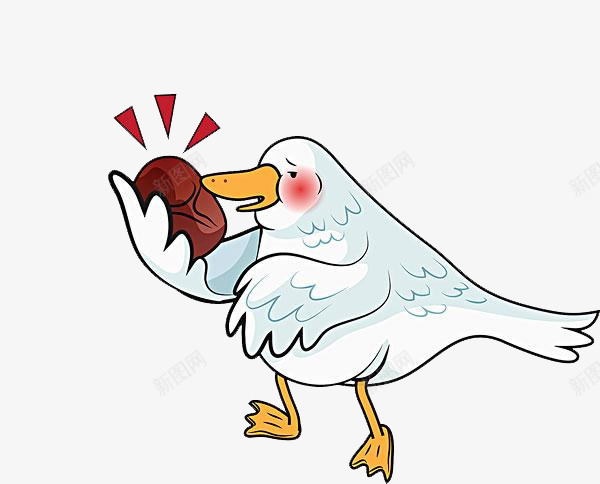 一只鸭子png免抠素材_新图网 https://ixintu.com 一只 卡通 手绘 白色 红色 翅膀 鸭掌 黄色