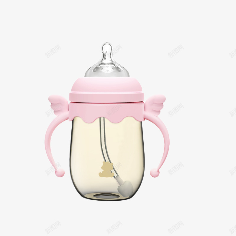 翅膀奶瓶png免抠素材_新图网 https://ixintu.com 产品实物 天使 奶瓶 粉色