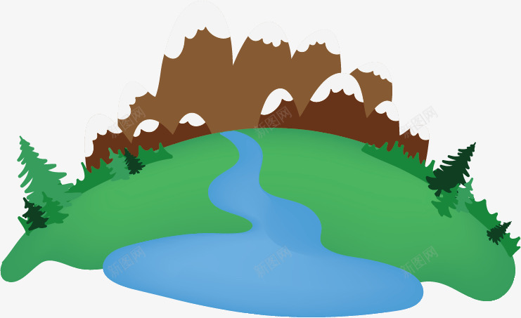地球上的卡通雪山绿地和河流矢量图ai免抠素材_新图网 https://ixintu.com 卡通 地球 手绘 水流 矢量图