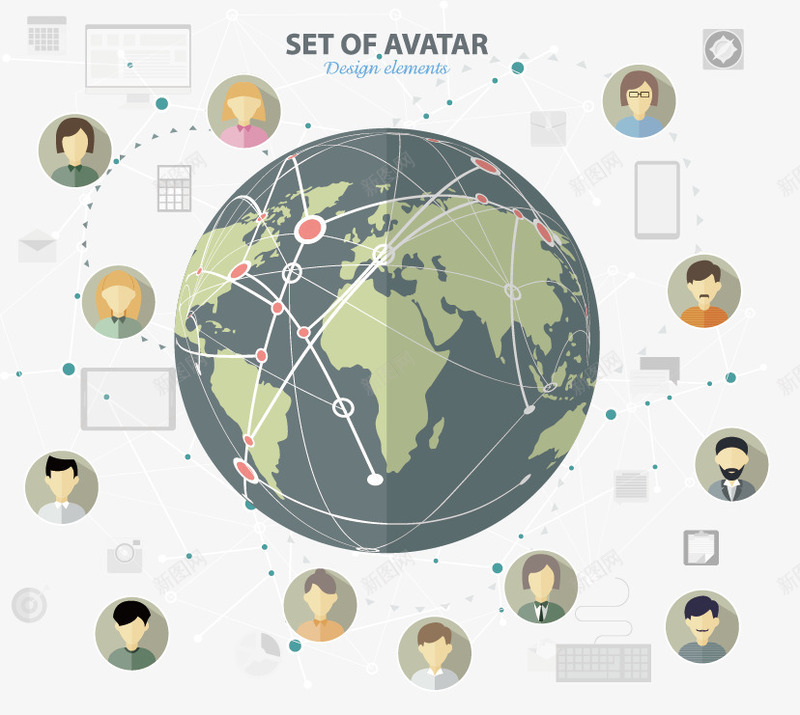 互联网元素矢量图eps免抠素材_新图网 https://ixintu.com ppt插图 人 地球 设计 矢量图