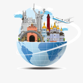 环球旅行地球城市装饰图案png免抠素材_新图网 https://ixintu.com 地球 城市 环球旅行 装饰图案