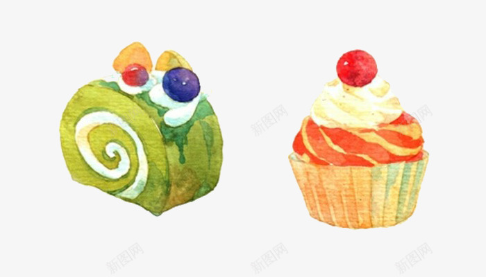 卡通蛋糕png免抠素材_新图网 https://ixintu.com 卡通 奶油 抹茶 插画 杯子蛋糕 樱桃 水果 甜品 绘画 蛋糕 食物