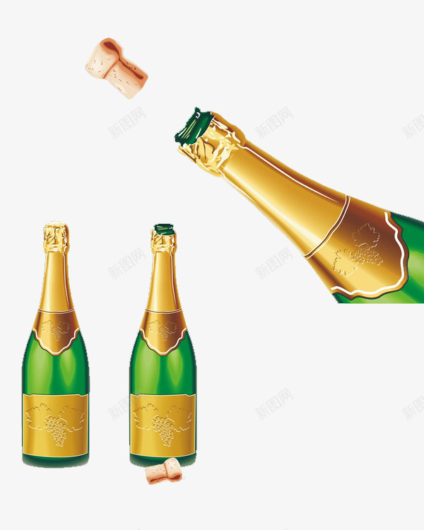 香槟啤酒瓶png免抠素材_新图网 https://ixintu.com 啤酒瓶 打开 饮料 香槟