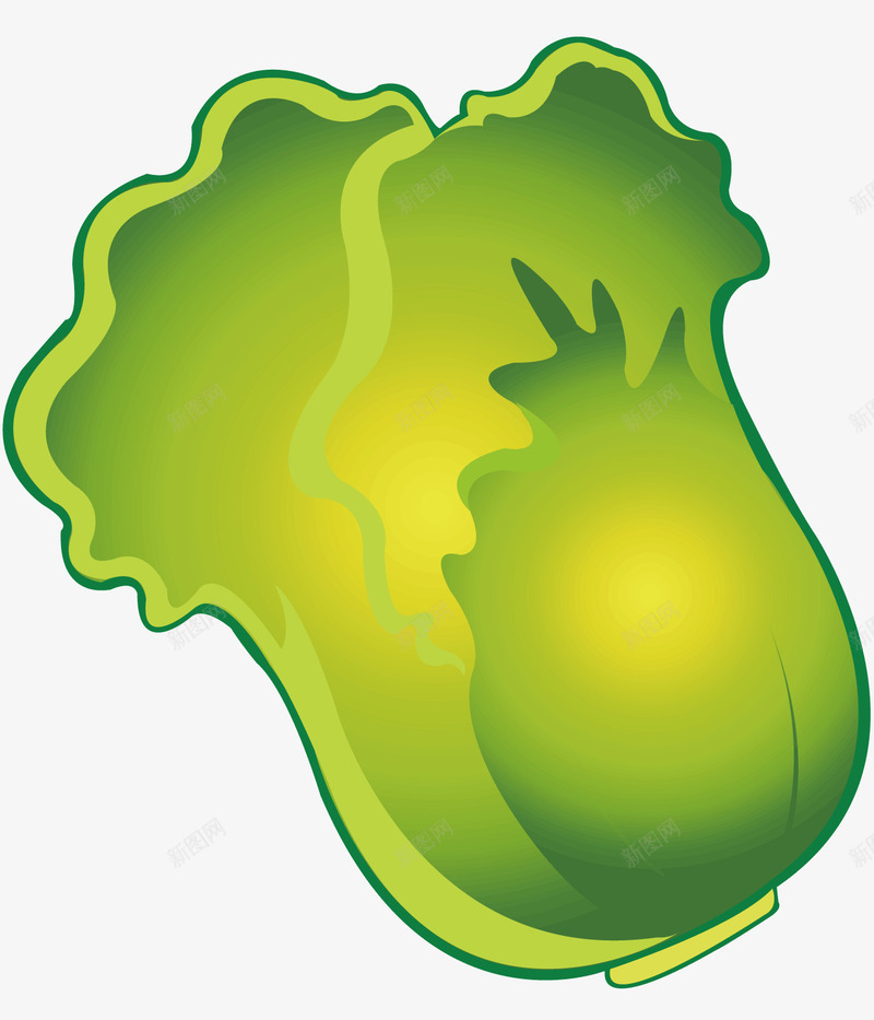 一棵绿色的白菜矢量图ai免抠素材_新图网 https://ixintu.com 水果蔬菜 绿色的蔬菜 美味 菜市场 超市 食物 黄色 矢量图