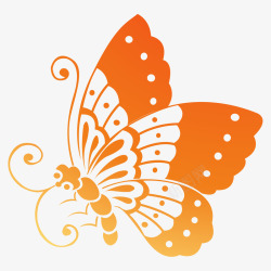 手绘一只橘色的蝴蝶素材
