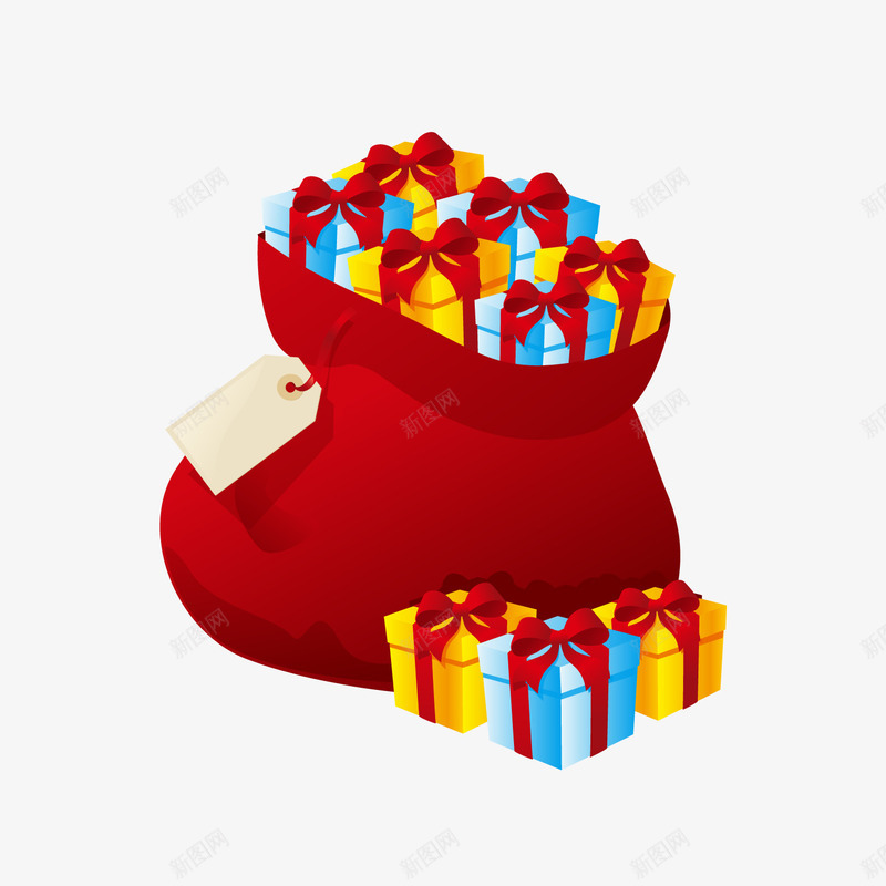 红色麻袋里的圣诞礼物png免抠素材_新图网 https://ixintu.com 卡通麻袋 圣诞礼物 礼品盒 红色麻袋 背景装饰