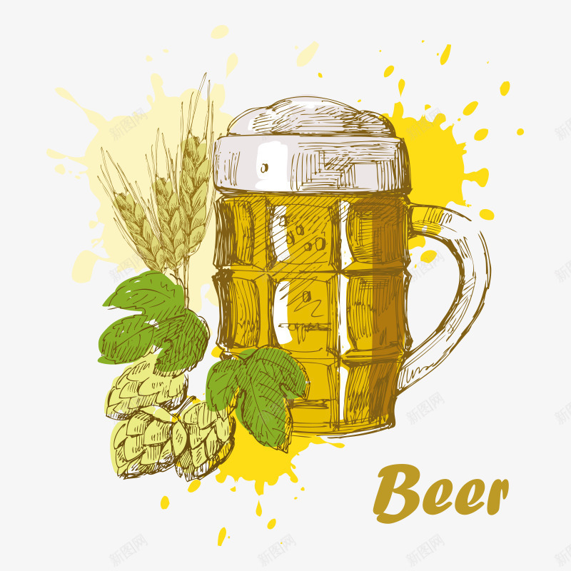 啤酒节png免抠素材_新图网 https://ixintu.com Beer 啤酒 啤酒节 酒水 麦子