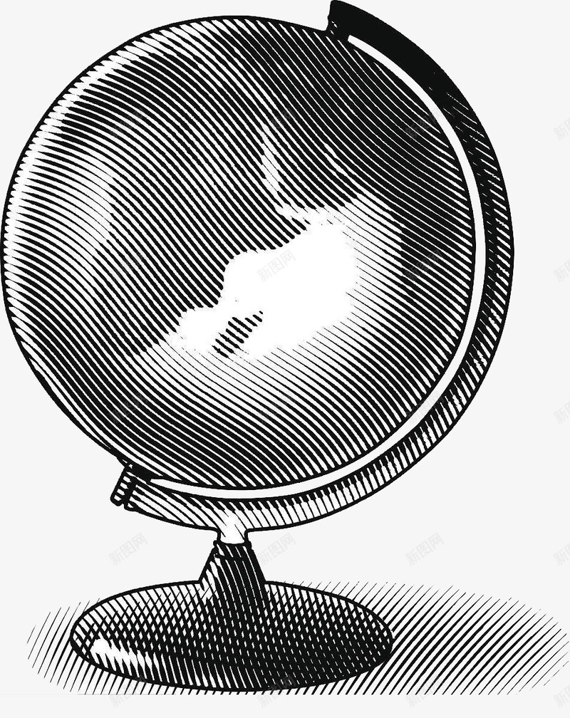手绘风格黑白简单线条地球图案png免抠素材_新图网 https://ixintu.com 图案 地球仪 地球黑白 手绘风格 简单 线条地球 黑白