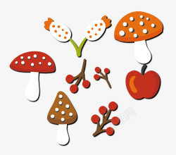 卡通蘑菇樱桃苹果素材