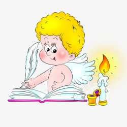 短头发的男孩卡通手绘金色头发翅膀小男孩高清图片