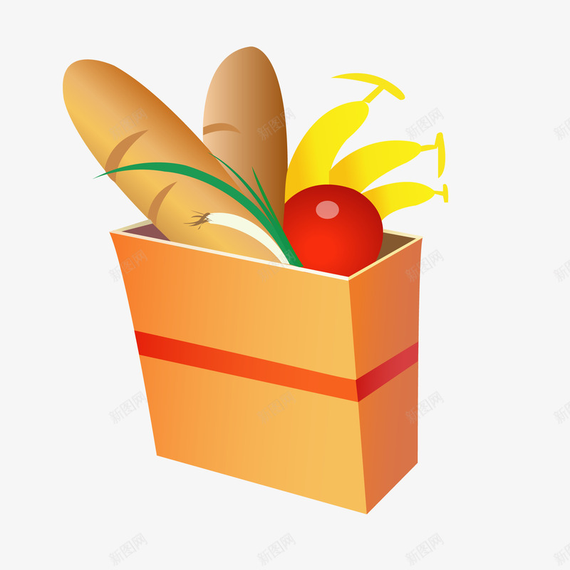 卡通购物袋里的食物矢量图ai免抠素材_新图网 https://ixintu.com 卡通 水果 蔬菜 购物袋 超市购物 面包 食物设计 矢量图