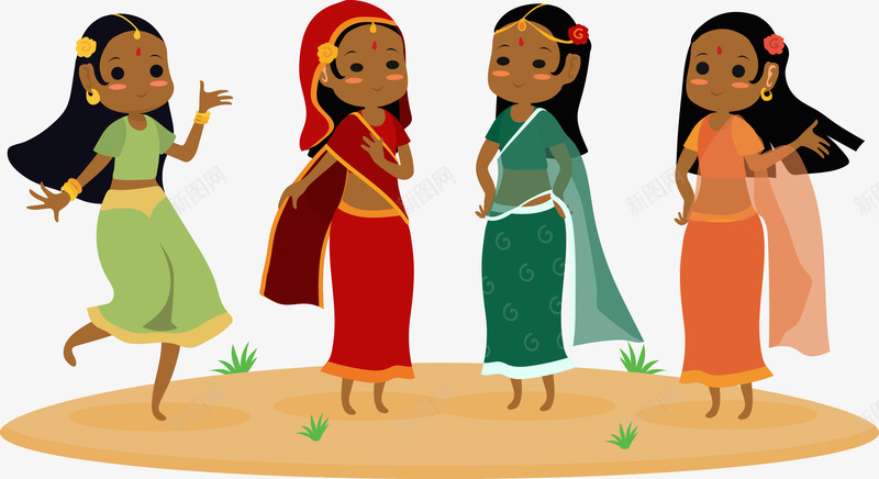 印度女性插画png免抠素材_新图网 https://ixintu.com 卡通人物 印度人物 女孩 手绘