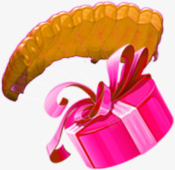 飞舞粉色圆形礼品盒素材