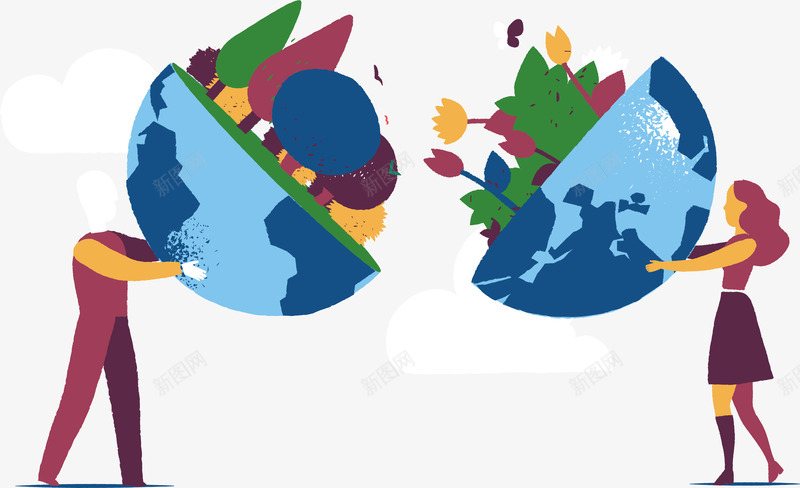 一分为二的地球png免抠素材_新图网 https://ixintu.com 一分为二 分开的地球 地球 手拿地球 环境保护 矢量png